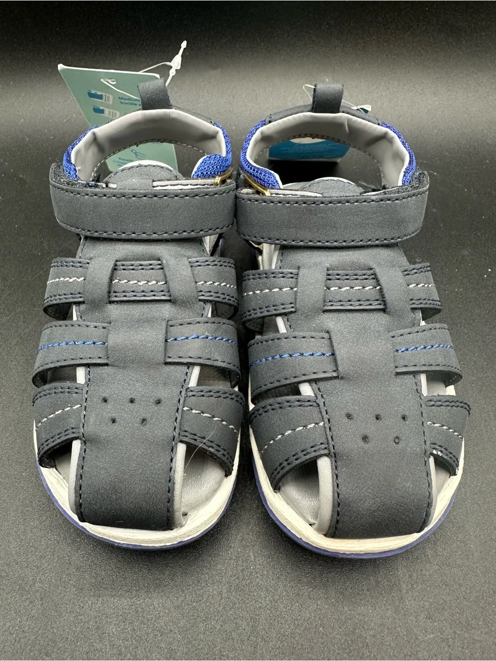 NWT Stride Rite 360 Navy Blue Paddy Toddler Size 8 Leather Paddy Sandals